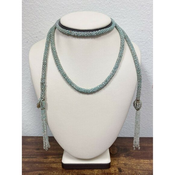 Artisan Beaded Cord, Wrap, Dangle Tassel Beaded Necklace! 175